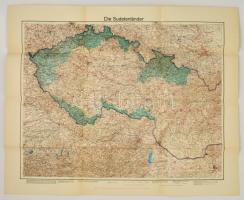cca 1938 Karte der Sudetenländer, 1:750.000, Bielefeld-Leipzig, Velhagen&Klasings, 68x84 cm.