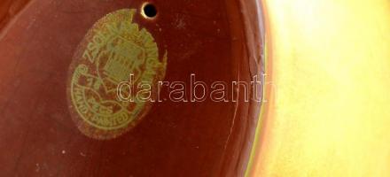 Zsolnay eozin mázas fekvő tulipán, jelzett, hibátlan, 25x14 cm