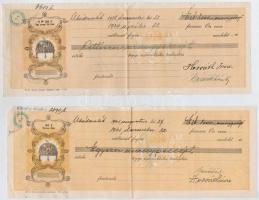 Abádszalók 1936-1941. 8db kitöltött váltó, mindegyik bélyegekkel és bélyegzéssel T:II,II-,III