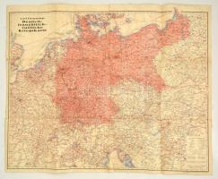 Deutsch-französisch-russische Kriegskarte, Berlin-Glogau, Carl Flemming Verlag, vászonra kasírozva, a hajtások mentén szakadással, 68x82 cm.