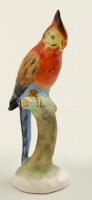 Papagáj, kerámia figura, kézzel festett, jelzett, hibátlan, m: 25 cm