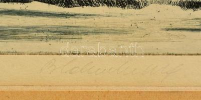 Blahos Rudolf (1917-1986): Mátyás templom. Színes rézkarc, papír, jelzett, 27×40 cm