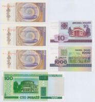 Vegyes: Fehéroroszország 1998. 1000R + 2000. 10R + 100R + Mianmar 1994. 50P (3x) közte sorszámkövető pár T:I,I- Mixed: Belarus 1998. 1000 Rublei + 2000. 10 Rublei + 100 Rublei + Myanmar 1994. 50 Pyas (3x) pair of sequential serials C:UNC,AU