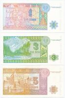 Kazahsztán 1993. 1T + 3T + 5T T:I 
Kazakhstan 1993. 1 Tenge + 3 Tenge + 5 Tenge C:UNC
