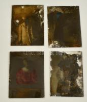 cca 1900 Műtermi portrék, 4 db üveglemez negatív, 12x9 cm