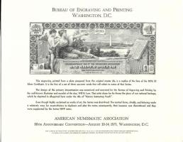 USA 1896. 1$ Proof Print egyoldalas modern essay eredeti nyomólemezzel nyomva T:I