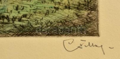 Csillag József (1894-1977): A Mátrában. Színezett rézkarc, papír, jelzett, 21×27 cm