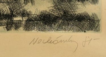 Nechánszky József (1936-): Téli táj. Rézkarc, papír, jelzett, 28×38 cm
