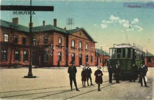 Szabadka, Subotica; pályaudvar, vasútállomás, villamos / railway station, tram + 1941 Újvidék visszatért & 1941 Szabadka visszatért So. Stpl. (EK)