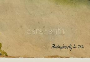 Rudnyánszky jelzéssel: Tó part. Akvarell, papír, 24×32 cm