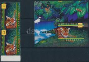 Protection of rainforests margin stamp pair + mini sheet + block, Esőerdők védelme ívszéli bélyegpár + kisív + blokk