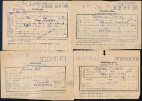 1952-1954 4 db pótbélyeglap bélyegekkel