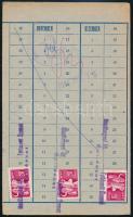 1951 SZTK bélyeglap 3 db bélyeggel