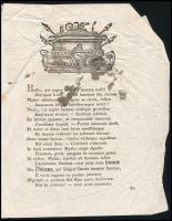 1803 Mesterházy Nagy János halotti elégiája. 4p. Kiadva Sorponban, Siess Antal nyomdája. Gyűrődésekk...