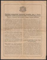 cca 1920 Magyar Nemzeti Szövetség: Pártatlan nemzetközi bizottság vizsgélja meg a Duna-völgyben a békeszerződések által teremtett állapotokat! 4 p. térképekkel.