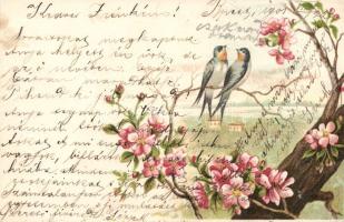 Birds, flowers Litho