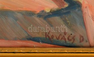 Kovács Dezső (1921-2004): Virágcsendélet. Olaj, farost, jelzett, üvegezett keretben, 58×47 cm