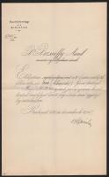 1899 Előléptetési okmány Dezseöffy Aurél részére Dániel Ernő kereskedelemügyi miniszter saját kezű aláírásával