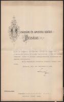 1911 Előléptetési okmány Dezseöffy Aurél részére Lukács László ideiglenes kereskedelemügyi miniszter saját kezű aláírásával