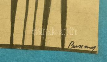 Barcsay jelzéssel: Figurák. Tus, papír, üvegezett keretben, 7×10 és 7×15 cm