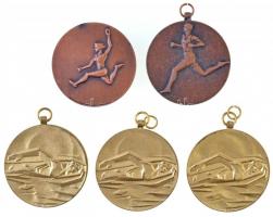 5db-os modern sportérem tétel, közte 1988. "Balatonátúszás" aranyozott fém sportérem füllel. Szign.: KOVÁCS (3x) T:2 ph., szennyeződés