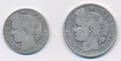 Franciaország 1872A 1Fr Ag + 1887A 2Fr Ag T:2-,3
France 1872A 1 Franc Ag + 1887A 2 Francs Ag C:VF,F