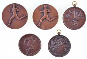 5db-os modern sportérem tétel, közte Iván István (1905-1968) 1988. "Fedettpályás CSB. Bp. 1988/89" Br sportérem (2x) T:2 fülnyom