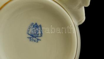 Herendi virág mintás váza, kézzel festett, kopott, m: 15,5 cm