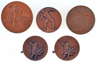 5db-os vegyes, főleg sportérem tétel, közte 1991. "Diákolimpia Bp. Döntő 1991/92 csapat" Br díjérem füllel. Szign.: Kovács (2x) T:2,2- fülnyom, patina