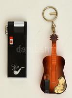 2 db öngyújtó: pipaöngyújtó + gitár alakú öngyújtó (nem működik)