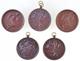 5db-os vegyes modern sportérem tétel, közte 1990. "Mezei Csapat Bp." Br sportérem fül nélkül, fülnyommal, 1994. "Szamosz OB" Br sportérem füllel T:2 fülnyom, ph.
