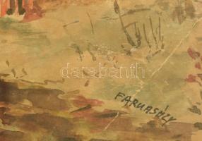 Farkasházy jelzéssel: Erdei kunyhó. Akvarell, papír, sérült, 28×34 cm