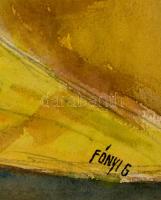 Fónyi jelzéssel: Drapériás csendélet. Akvarell, papír, szakadással, felcsavarva, 61×42 cm