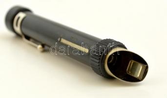 VLW Leichtmetall bélyegnagyító, bőr tokban, h: 12 cm./ VLW Leichtmetall stamp magnifier, in leather ...