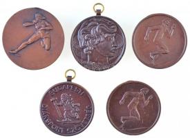 5db-os vegyes modern sportérem tétel, közte 1990. "Váltófutás Bp." Br sportérem fül nélkül, fülnyommal T:2 ph., fülnyom