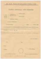 ~1940. "Magyar Királyi Postatakarékpénztár - Fizetési utalványra szóló felmondás" kitöltet...