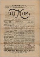 1919 Az Új Kor c., a Tanácsköztársaság alatt megjelent újság rendkívüli kiadása 2p.