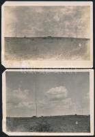 1929 Rádióantennák, próba a terepen, 2 db fotó, sérüléssel, 13x18 cm