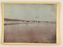 cca 1900 Balaton, kikötő, kartonra kasírozva, 12x16 cm