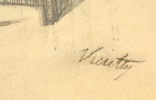 Kmetty jelzéssel: 2 db tanulmány rajz: Grafit, papír, felcsavarva, kis szakadással, 60×40 cm