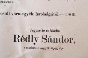 1866 Rögtönbírósági ítélet / Statárium. Nagyméretű hirdetmény 72x54 cm