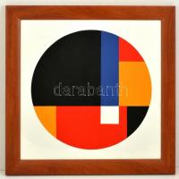 Dévényi János (1956-): A kör felosztása. Akril, papír, jelzett, üvegezett fa keretben, 50×50 cm