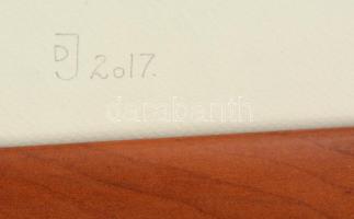 Dévényi János (1956-): A kör felosztása. Akril, papír, jelzett, üvegezett fa keretben, 50×50 cm