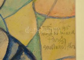 Olvashatatlan jelzéssel: Párizsi lány. Akvarell-tus, papír, üvegezett keretben, 29×25 cm