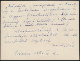1951 Magyarország felszabadulásának hatodik évfordulója, fotó, hátulján feliratozva, Odesszából megk...