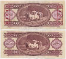 1980. 100Ft "B000 00013" sorozat és alacsony sorszámmal illetve piros "MINTA" fe...