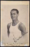 1932 Énekes István (1911-1940) olimpiai bajnok ökölvívó emléklapja, kis sérüléssel