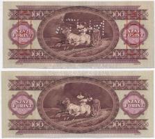1962. 100Ft "B039 015257" sorozat és sorszámmal illetve piros "MINTA" felülnyomá...