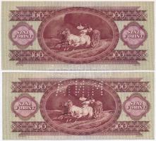 1949. 100Ft "B 095 091766" sorozat és sorszámmal illetve "MINTA" perforációval +...
