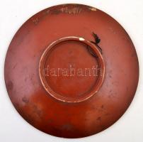 cca 1900 Jelzett (JM ?) mitológiai jelenetes kerámia falitányér, máz kopással, alján kis lepattanáss...